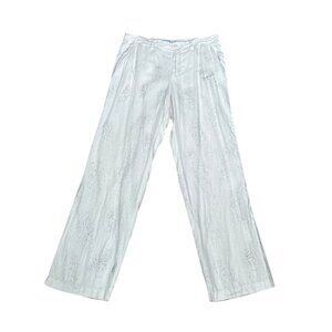 Armani Exchange Mens White Linen Pants Size 34 With Zipper & Button Closure
